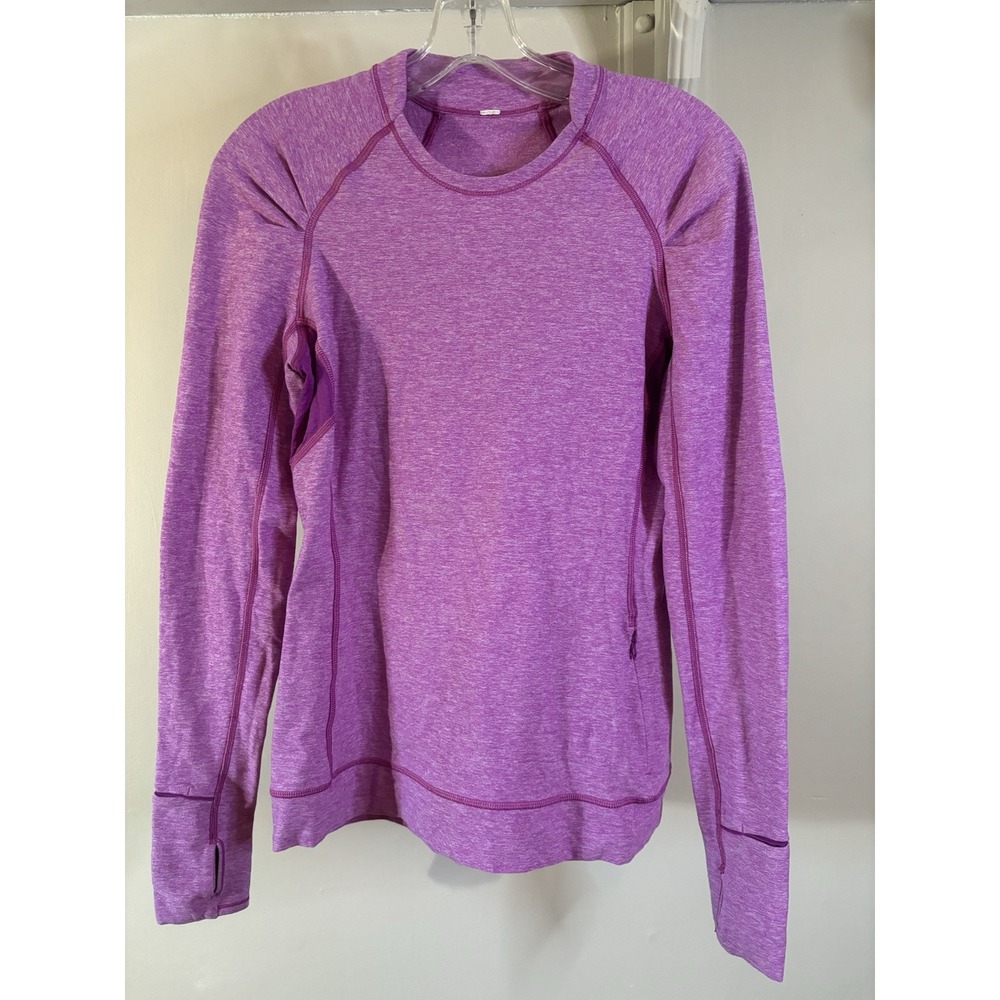 LULULEMON Pink Long Sleeve Running Shirt Top 6 Thumb‎ Holes